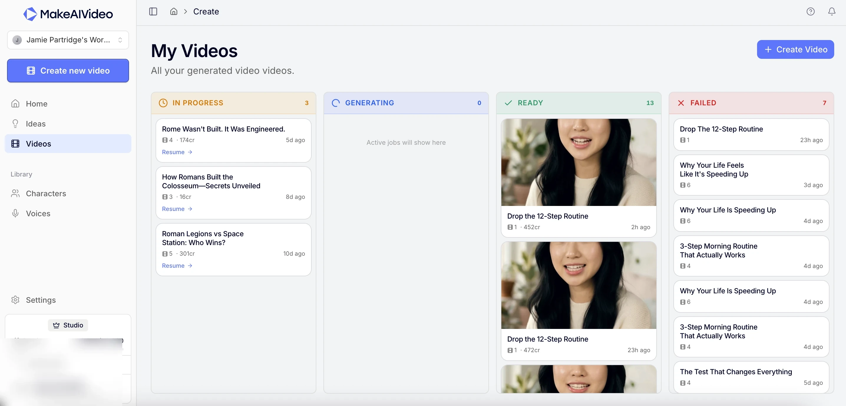 The MakeAIVideo library: a board tracking AI videos generating, ready, and ready to download